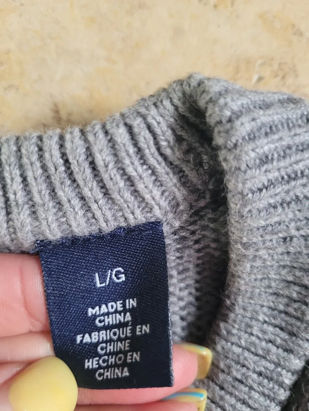 Chaps Men's Gray, Navy & White Striped Crewneck Sweater